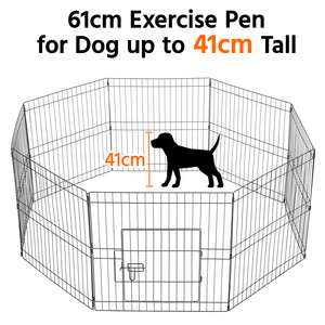8 Panel Foldable Dog Playpen - Black / 61cm by Yaheetech