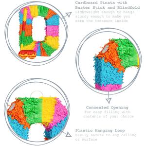 Number 0 Cardboard Pinata, Stick and Blindfold Set - Multi by Fax Potato