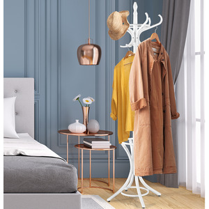 Costway Solid Wood Coat Tree Free Standing Coat Rack Standing Rack - White by Costway