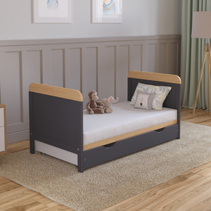 Levi Cot Bed With Drawer And Mattress - Anthracite/Pine by Love For Sleep