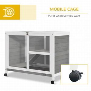 PawHut Wooden Pet Hutch Small Animal Cage - Grey by PawHut