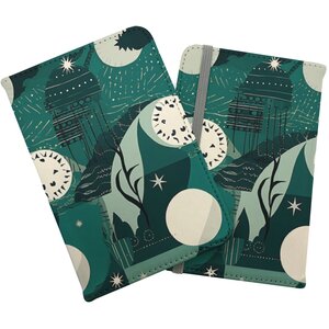Abstact Green Cream Moon and Stars Passport Cover - Green by Warren Reed - Designer