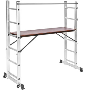 Aluminium Multi-Purpose Ladder With Scaffold - Silver by tectake