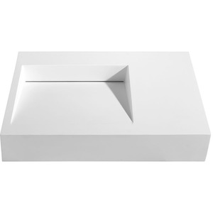 Cordoba Sloped Wall Hung Matt Stone Basin - White by Fino Stone