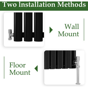 Vertical Oval Column Radiator Central Heating Rad 1600x236mm Single Black - Black by AicaBathroom