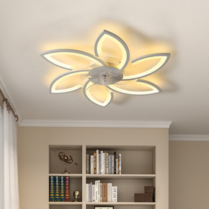 Flower Shape Ceiling Fan Light - White / 6 petals by komore