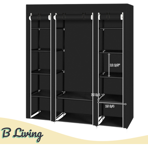 Pop Up Canvas Fabric Wardrobe - Black by B Living