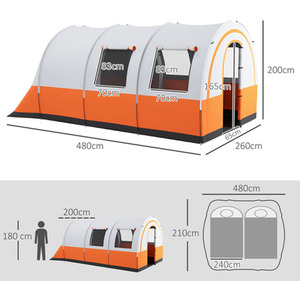 Outsunny 3000mm Waterproof Camping Tent for 5-6 Man by Outsunny