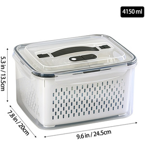 Livingandhome Set of 4 Fridge Storage Containers - Grayish White by Livingandhome