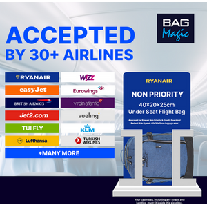 RyanAir Approved Cabin Holdall on Wheels - 20L, 40x25x20cm by Bordlite