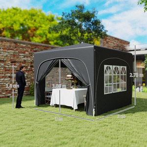 Outsunny 3 x 3(m) Pop Up Gazebo with Sides, UPF50 - Black by Outsunny