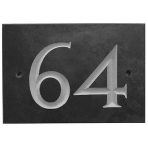 Black Slate Number 64 - Black by The House Nameplate Company