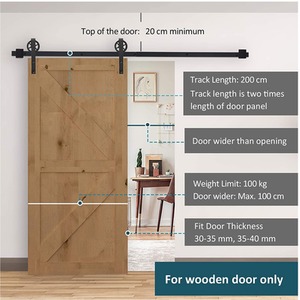 HOMCOM Carbon Steel Sliding Barn Door kits - Black by HOMCOM