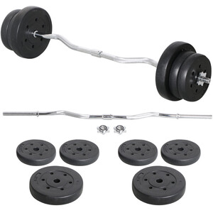 Barbell Weight Set for Strength Training - Black / 119.8cm / 25kg / 120cm by Yaheetech