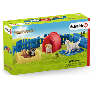 SCHLEICH Farm World Puppy Pen and Puppy Toy Figures - Black by SCHLEICH