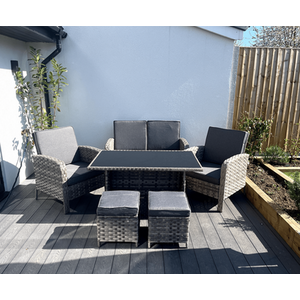 Dorchester 6 Piece Rattan Wicker Garden Dining Set - Grey by Madefor.living