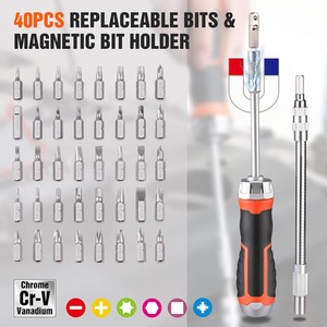 Multi Bit Screwdriver Set with Ratchet - Orange