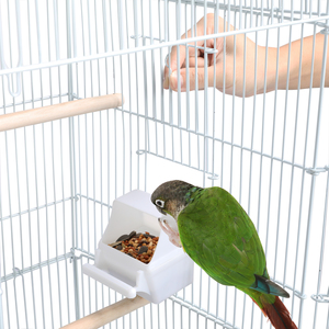 Open Top Metal Bird Cage with Feeders - White by Yaheetech