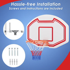Large Wall Mounted Basketball Hoop - Black by Costway