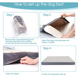 Extra Large Dog Washable Sponge Beds - Grey / XL by Nobleza