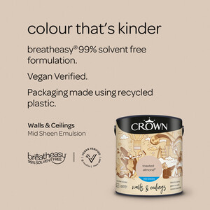 Crown Walls and Ceilings Mid Sheen Emulsion - Toasted Almond / 2.5l by Crown Paints