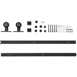 Glass Black Frame Barn Door with Sliding Hardware Kit by Livingandhome