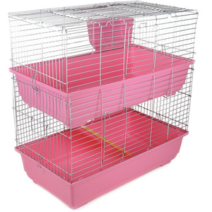Indoor Cage 80cm Pink 2 Tiers Animal New Small Pet - Pink by Little Friends
