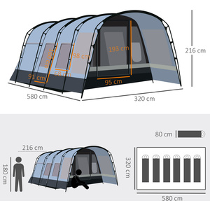 Outsunny 8-Person Camping Tent Tunnel Design with 4 Large Windows by Outsunny