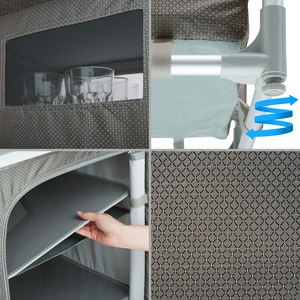 Camping Kitchen with 6 Shelves - Grey by tectake