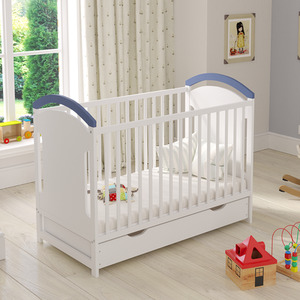 Amie Cot Bed With Drawer - White/Blue by Love For Sleep