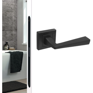 Helix Matt Black Passage Door Lever Handles - Latch Kit - Matt Black by DecorAndDecor