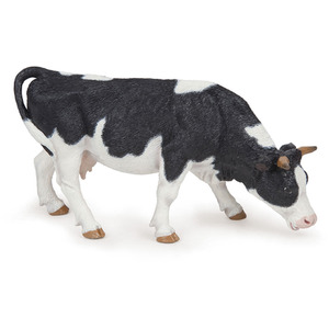 PAPO Farmyard Friends Black White Grazing Cow Toy Figure - Black by PAPO
