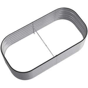 Silver Galvanized Steel Oval Raised Garden Bed by Livingandhome