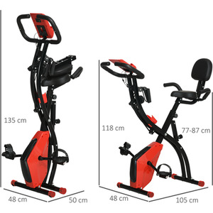 HOMCOM 2-in-1 Upright Exercise Bike - Red by HOMCOM