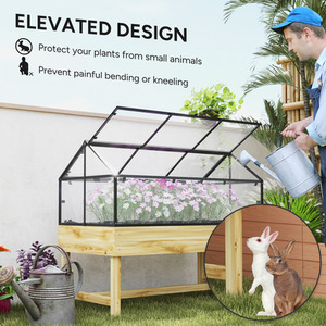 Outsunny Raised Garden Bed with Cold Frame Greenhouse Polycarbonate Panel by Outsunny
