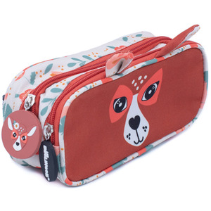 Melimelos the Deer 2-Zip Animal Face Pencil Case - Pink by Les Deglingos