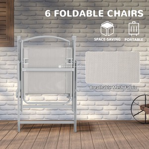 Outsunny 8 Pieces Garden Furniture Set with Parasol Folding Chairs by Outsunny