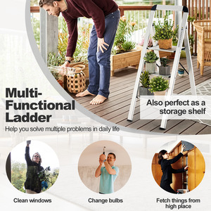 3-Step Ladder Folding Step Stool - Silver by Costway