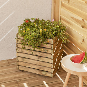 Horizon Outdoor Rectangular Wooden Planters - Natural / 90W x 80H x 40D by Cerland