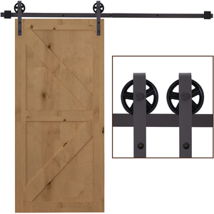 HOMCOM Sliding Barn Door Hardware Carbon Steel Kit - Deep Coffee by HOMCOM