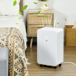 HOMCOM 12L Portable Dehumidifier with Air Cleaning 24H Timer 5 Mode Wheel - White by HOMCOM