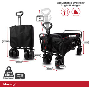 Folding Camping Trolley on Wheels Festival Wagon - Black by MoverX