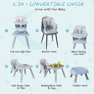 Multifunctional Baby High Chair - Blue by Costway