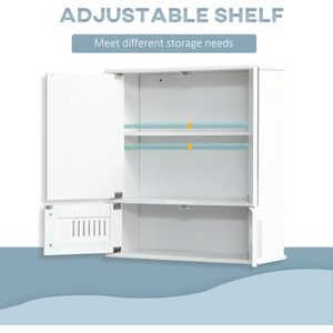 kleankin Bathroom Mirror Cabinet Wall Mount Storage Cupboard - White by kleankin