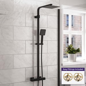 Nes Home Square Exposed Thermostatic Easy Fitting Mixer Shower Set by Nes Home
