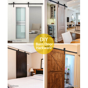 Barn Door Sliding Hardware Track Set Kit Closet Indoor - Black by Yaheetech