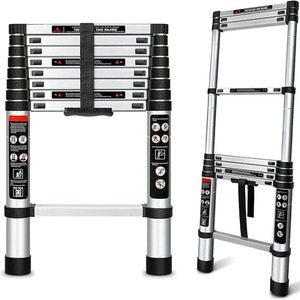 2.6M Telescopic Stainless Steel Extension Ladder - Stainless steel by Dyzi