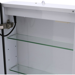 Fog-Free LED Mirror Cabinet with Shaver Socket - White + Black by Livingandhome