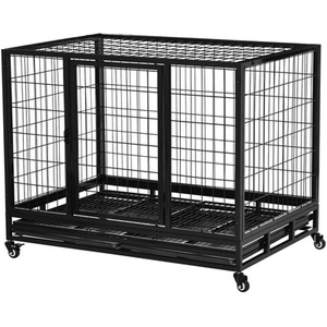 PawHut Metal Heavy Duty Dog Cage - Black / 76cm / 109cm by PawHut