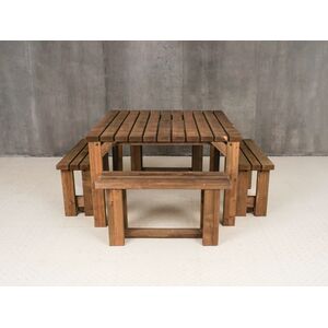 Quadrum Picnic Table With 4 Benches - Rustic brown by Quadrum